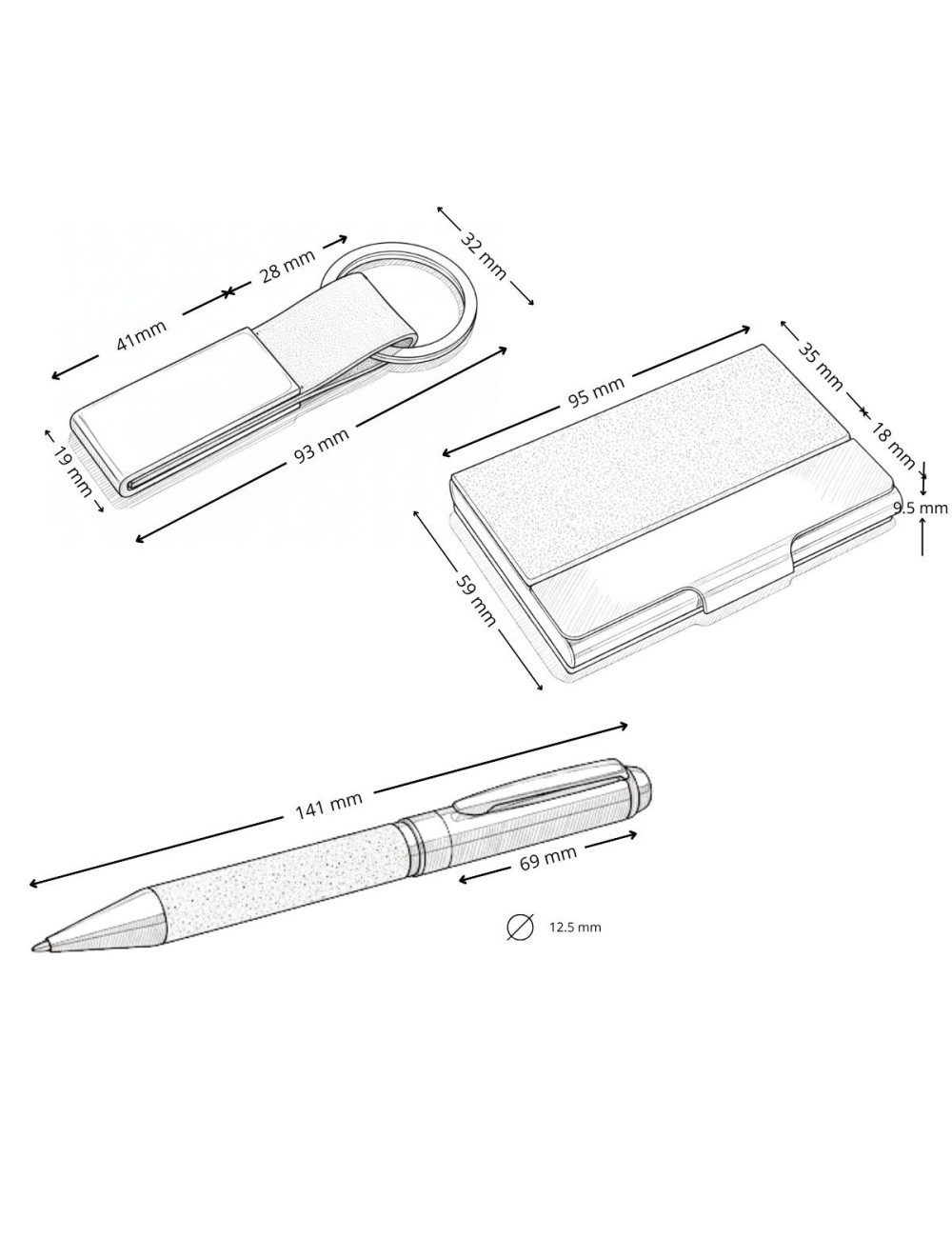 Set TORAJA: Bolígrafo, Llavero y Porta tarjetas